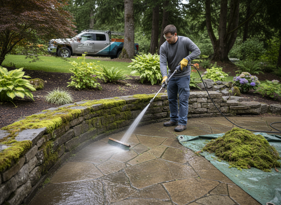 Removing Moss From Stone Patios and Retaining Walls